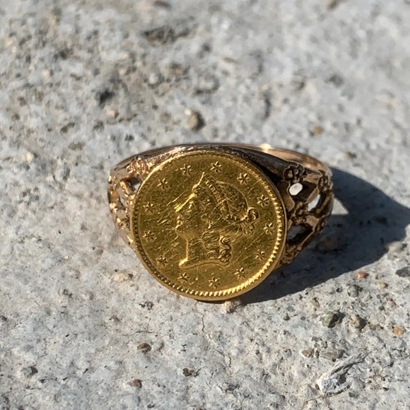 1852 Gold One Dollar Ring - Picture 4 of 5
